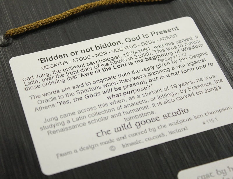 Biddy Murphy Wild Goose Studio Bidden or Not Bidden God is Present Irish Plaque Resin Casting Bronze Coated 8 1/4 Inches Tall by 6 3/4 Inches Wide Ready To Hang Made in Ireland - Image 4